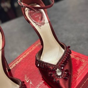 René Caovilla Burgundy embellished pumps original